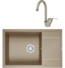 Комплект Мойка кухонная KRONA Flugel WRL780-500 1 78х50 см, sand + Смеситель Wasser H270 1 sand