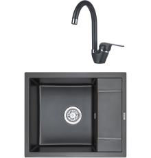 Комплект Мойка кухонная KRONA Flugel WR600-500 1 60х50 см, black + Смеситель Wasser H270 1 black