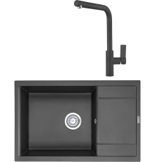 Комплект Мойка кухонная KRONA Flugel WRL780-500 1 78х50 см, black + Смеситель Wasser H300 1 black