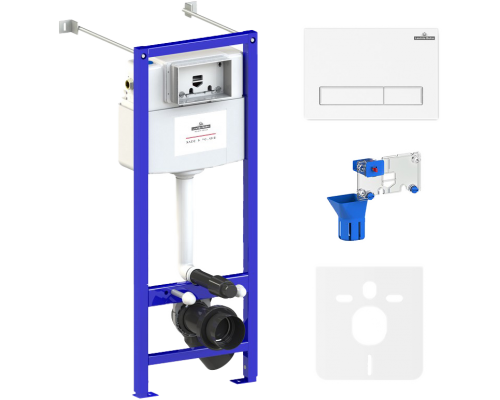 Система инсталляции для унитазов Lavinia Boho RelFix 77020042 5 в 1 с кнопкой смыва и дозатором, глянцевый белый