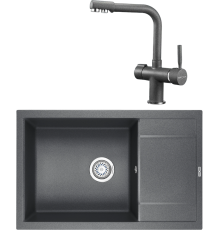 Комплект Мойка кухонная KRONA Flugel WRL780-500 1 78х50 см, graphite + Смеситель Brunnen H290 1 graphite