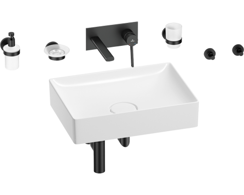 Комплект Wellsee Pure BY Wellsee 201006447 С ВНУТРЕННЕЙ ЧАСТЬЮ, глянцевый белый, матовый черный, 8 в 1
