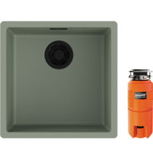 Комплект Мойка кухонная Omoikiri Yamakawa 45-Integra-WG wind green + Измельчитель Nagare slim 1250