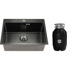 Комплект Мойка кухонная Melana D6045HB графит + Измельчитель Bone Crusher BC 810-AS