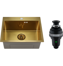 Комплект Мойка кухонная Melana D5343HG золото + Измельчитель Bone Crusher BC 1000-AS