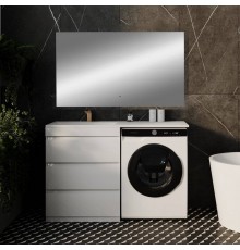 Мебель для ванной комнаты Style Line Даллас 130 L Люкс Plus напольная, белая, 3 ящика, зеркало DIWO Элиста