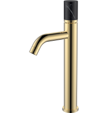 Смеситель для раковины Boheme Stick 122-G-MR-B золотой, черный мрамор