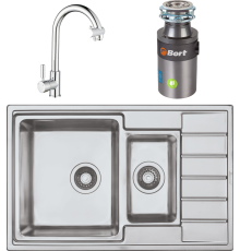 Комплект Мойка кухонная Seaman Eco Roma SMR-7850B без отверстий + Смеситель Barcelone SSL-5226 water polish + Измельчитель Bort Titan 4000 Plus