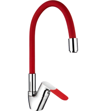 Смеситель для кухни Ledeme H53 L4153-1 с гибким изливом, хром, красный