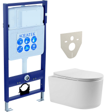 Комплект Унитаз подвесной AQUATEK Мия AQ2004-00 безободковый, с микролифтом + Инсталляция Standard INS-0000012
