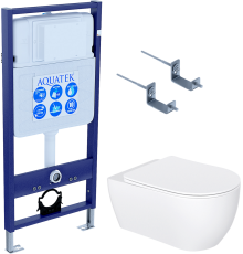 Комплект Унитаз подвесной AQUATEK Европа New AQ1106L-00 безободковый, с микролифтом + Инсталляция Standard INS-0000012 + Комплект креплений KKI-0000002