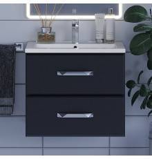 Тумба с раковиной Uperwood Foster 60 подвесная, 2 ящика, матовая черная
