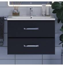 Тумба с раковиной Uperwood Foster 70 подвесная, 2 ящика, матовая черная