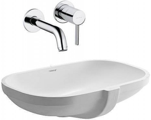 Комплект Раковина Duravit D-code 0338490000 встраиваемая + Смеситель Kludi Bozz 382440576 хром