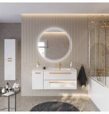 Мебель для ванной комнаты Cezares Eco Cer-N 120 R, 2 ящика, 1 дверца, bianco lucido, раковина Duet 120 R, ручки сатиновое золото
