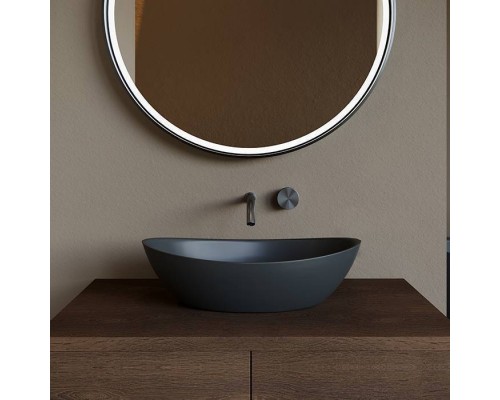 Salini Noemi Раковина накладная 56х34х15см, без отв., без перелива, мат-л: S-Stone, цвет: RAL9011 матовый. 1101203SMRH RAL9011