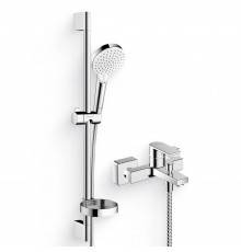 Душевой комплект Смеситель Hansgrohe Vernis Shape 71450000 хром + Гарнитур Crometta Vario 650 26553400 с мыльницей