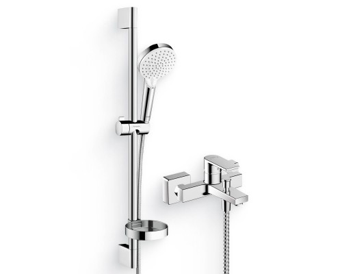 Душевой комплект Смеситель Hansgrohe Vernis Shape 71450000 хром + Гарнитур Crometta Vario 650 26553400 с мыльницей Душевой комплект Смеситель Hansgrohe Vernis Shape 71450000 хром + Гарнитур Crometta Vario 650 26553400 с мыльницей