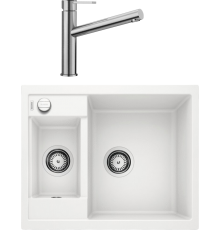 Комплект Мойка кухонная Blanco Metra 6 белая + Смеситель Ambis Ambis 523118