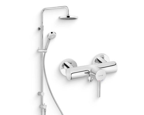 Душевой комплект Смеситель для душа Kludi Bozz 388310576 хром + Стойка Logo dual shower system 6809305-00