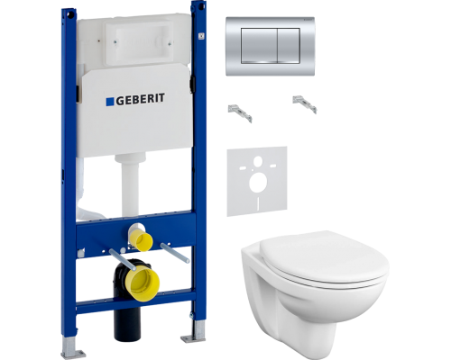 Комплект Унитаз подвесной VitrA S10 7855B003-0075 + Крышка S20 84-003-019 с микролифтом, петли хром + Инсталляция Geberit Duofix Delta 458.163.21.1 с кнопкой смыва, хром + Шумоизоляция 156.050.00.1