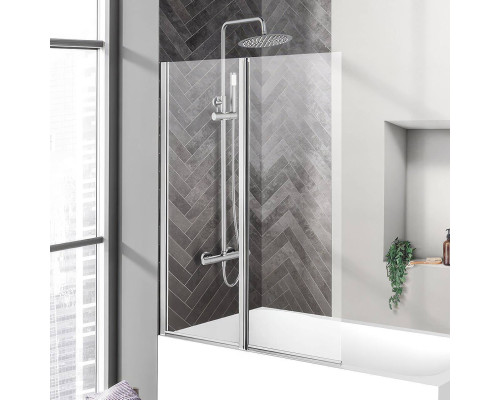 Шторка на ванну BelBagno Uno V-2-100/150-C-Cr стекло прозрачное