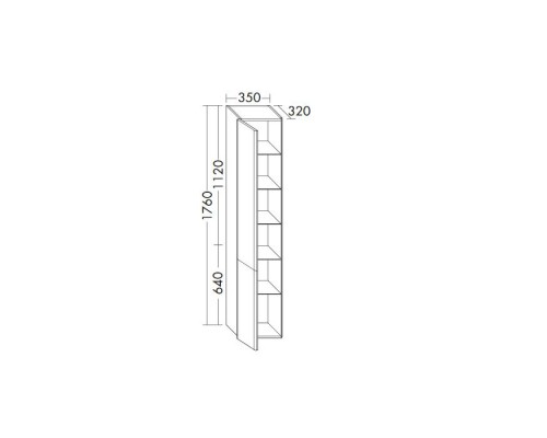 Burgbad Iveo Пенал 176х32х35см., SX, 4 стеклянные полочки, 1 несъемная, подвесная, цвет: белый глянец. HSIE035LF2833G0161