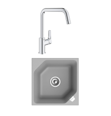 Комплект Мойка Rivelato Locus LS-50 grigio metallizzat + Смеситель Grohe Eurosmart