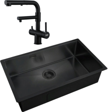 Комплект Мойка кухонная Zorg Light ZL R 740440 GRAFIT + Смеситель Sanitary SZR-3216 Grafit графит