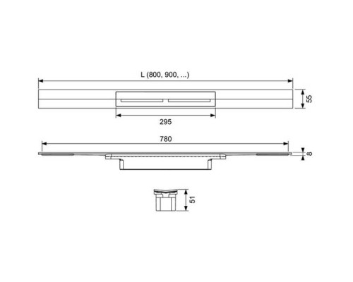 TECE Профиль для душа TECEdrainprofile, 1000 мм, PVD Polished Black Chrome. 671011