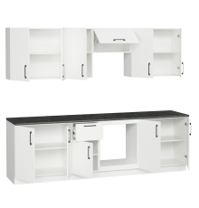 Кухонный гарнитур Domaci Болонья 260 см, фасад белый, ручка черная, столешница луна KUH-1008800