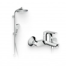 Душевой комплект Смеситель Hansgrohe Logis E 71403000 + Стойка Crometta S 240 1jet Showerpipe Rеno 27270000 EcoSmart