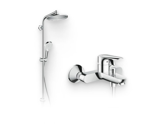 Душевой комплект Смеситель Hansgrohe Logis E 71403000 + Стойка Crometta S 240 1jet Showerpipe Rеno 27270000 EcoSmart