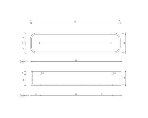 Decor Walther Black Stone DCT45 Душевая полочка 45x10см, подвесная, цвет: черный матовый / сталь матовая. 0973965