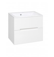 Тумба с раковиной Aqua de Marco Olivia 65 подвесная, 2 ящика, глянцевая белая