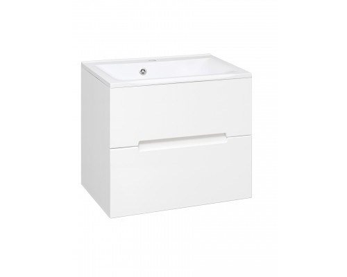 Тумба с раковиной Aqua de Marco Olivia 65 подвесная, 2 ящика, глянцевая белая