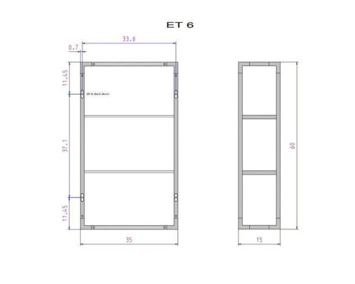 Decor Walther ET 6 Шкафчик открытый 35x15x80см, стекло прозрачное, подвесной, цвет: хром. 0702701