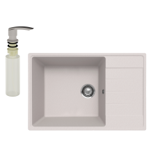 Мойка кухонная Ulgran Quartz Prima 760 жасмин + дозатор UQ 02 жасмин