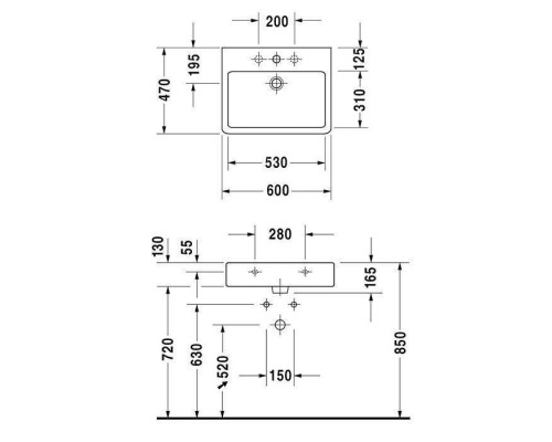 Duravit Vero Раковина 60х46.5см., накладная, 1 отв., цвет: белый. 0454600000 Duravit Vero Раковина 60х46.5см., накладная, 1 отв., цвет: белый. 0454600000