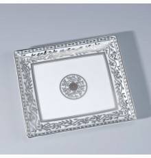 THG MARQUISE BLANC DECOR PLATINE Поднос керамический 171х154 мм., настольный, middle size, декор платина, цвет: белый. A7G-A02-4613