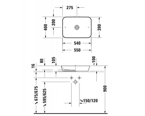 Duravit Cape Cod Раковина 55х40см, без отв., квадратная, цвет: белый. 2347550000 Duravit Cape Cod Раковина 55х40см, без отв., квадратная, цвет: белый. 2347550000