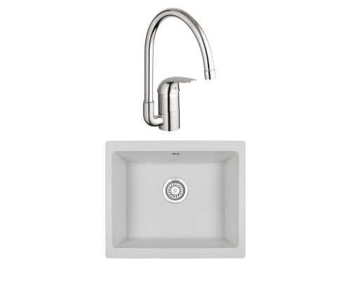Комплект Мойка Granula 5551, арктик + Смеситель Grohe Euroeco