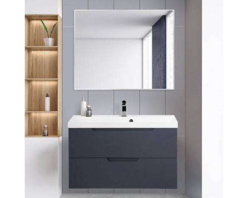 Мебель для ванной комнаты BelBagno Vittoria 90 подвесная, grigio opaco, белая глянцевая раковина