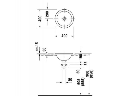 Duravit Architec Раковина 40 см, без отв., цвет: белый. 0318400000