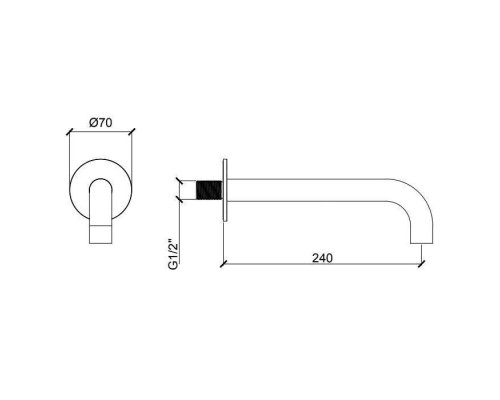 Almar Излив для ванны 24см., настенный, цвет: черный металл брашированный PVD. E098007.AB