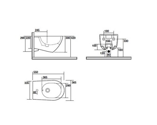 Kerasan Aquatech Биде подвесное 55х36см, 1 отв., цвет: белый. 372401*1 Kerasan Aquatech Биде подвесное 55х36см, 1 отв., цвет: белый. 372401*1