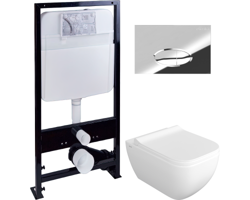 Комплект Унитаз подвесной VitrA Shift 7742B003-0075 белый глянцевый + Крышка DIWO Шифт 0405 с микролифтом + Инсталляция EWRIKA ProLT 0026-2020 + Кнопка 0051 хром