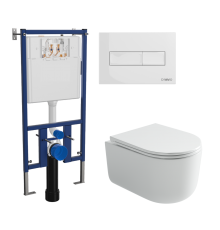 Комплект Унитаз подвесной Ceramicanova Ulma CN4006T + Инсталляция DIWO 4501 + Кнопка 7320 белая
