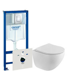 Комплект Унитаз подвесной BelBagno Libero BB11051CH-TOR/SC безободковый + Инсталляция Grohe Rapid SL 38775001 4 в 1 с кнопкой смыва
