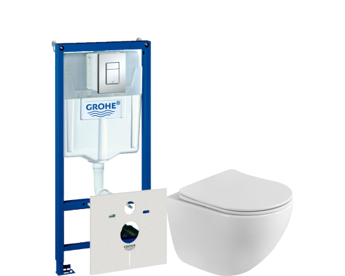 Комплект Унитаз подвесной BelBagno Libero BB11051CH-TOR/SC безободковый + Инсталляция Grohe Rapid SL 38775001 4 в 1 с кнопкой смыва Комплект Унитаз подвесной BelBagno Libero BB11051CH-TOR/SC безободковый + Инсталляция Grohe Rapid SL 38775001 4 в 1 с кнопкой смыва